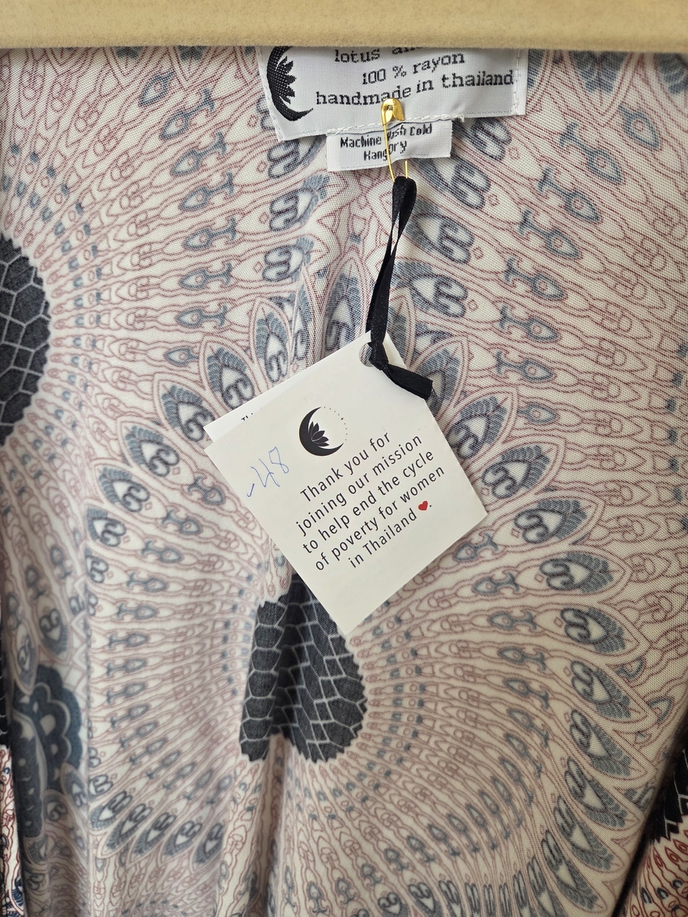 *LOTUS & LUNA*NWT*Paisley Print Pink & Blue Beach Kimono Cover-Up - Picture 8 of 9